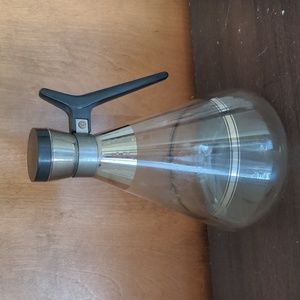 Vintage 1950s Inland Coffee Carafe Silver Stripe Pattern with Top